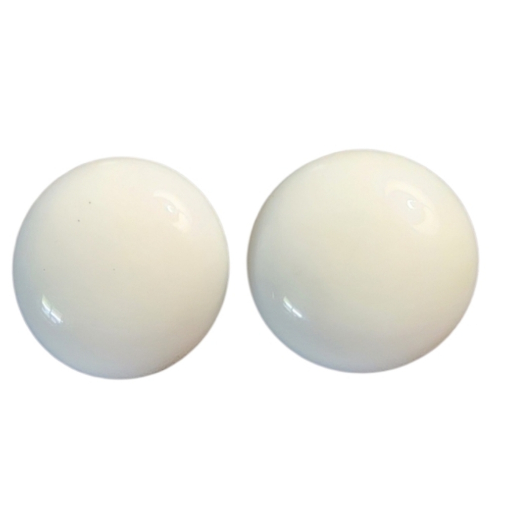 White Rounded Disc Earrings